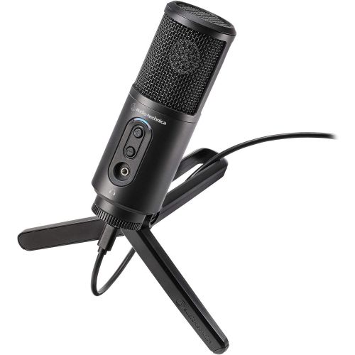 오디오테크니카 Audio-Technica ATR2500XUSB Cardioid Condenser USB Microphone + Over-Ear Stereo Headphones + Pop Filter + Boom Arm + Cloth - Deluxe Mic Bundle