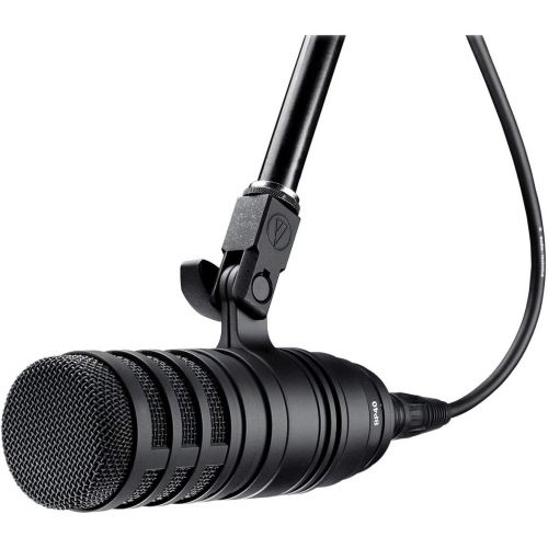 오디오테크니카 Audio-Technica BP40 Pro Large-Diaphragm Dynamic Broadcast Microphone - Bundle With Audio-Technica AT8484 Shockmount, 20 Heavy Duty 7mm Rubber XLR Microphone Cable