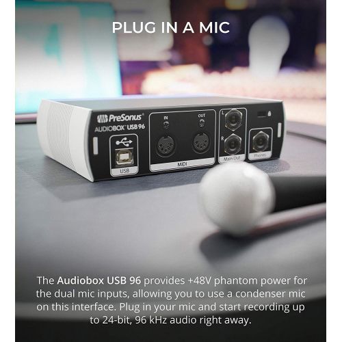 오디오테크니카 Audio-Technica ATR2100X-USB Cardioid Dynamic Microphone (ATR Series) Bundle with PreSonus AudioBox USB 96 2x2 USB Audio Interface, Blucoil Pop Filter, and 10 Straight Instrument Ca