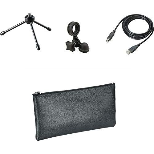 오디오테크니카 Audio-Technica AT2020USB+ Cardioid Condenser USB Microphone + Professional Studio Reference Headphones + Cleaning Cloth - Deluxe Mic Bundle