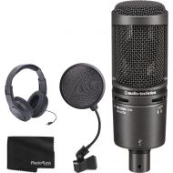 Audio-Technica AT2020USB+ Cardioid Condenser USB Microphone + Pop Filter + Samson Headphone & Clean Cloth