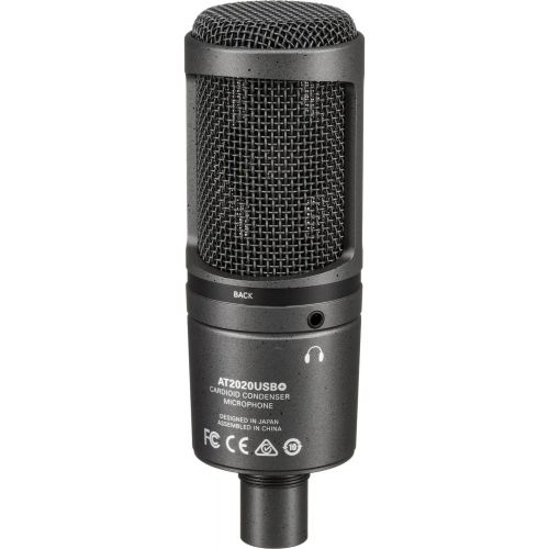 오디오테크니카 Audio-Technica AT2020USB+ Cardioid Condenser USB Microphone + Pop Filter + Samson Headphone & Clean Cloth