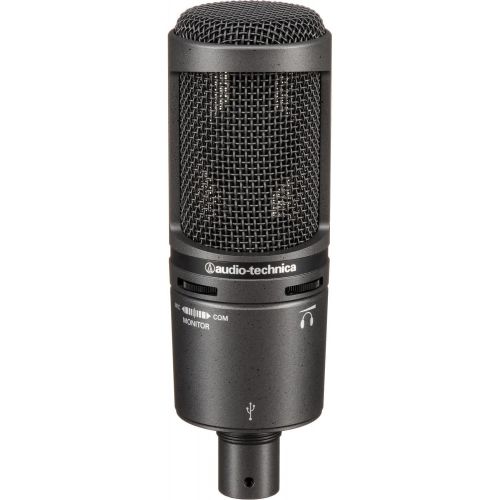 오디오테크니카 Audio-Technica AT2020USB+ Cardioid Condenser USB Microphone + Pop Filter + Samson Headphone & Clean Cloth