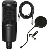 Audio-Technica AT2020 Cardioid Condenser Studio Microphone w/Pop Filter and Mic Cable