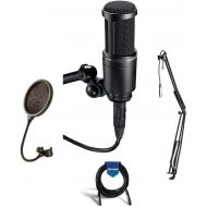 Audio-Technica AT2020 Cardioid Condenser Studio Microphone with XLR Cable Studio Boom Arm Stand and Pop Filter