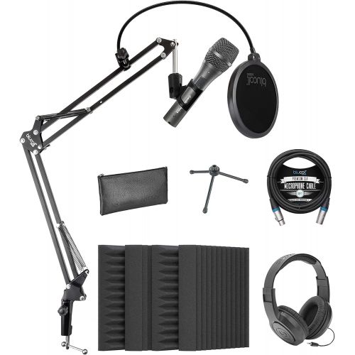 오디오테크니카 Audio-Technica AT2005USB Cardioid Dynamic USB/XLR Microphone for PA Systems, Windows & Mac Bundle with Blucoil 4X Acoustic Wedges, 10 XLR Cable, Boom Arm Plus Pop Filter, and Samso