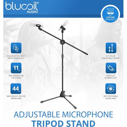 오디오테크니카 Audio-Technica ATR2100x-USB Cardioid Dynamic Microphone (ATR Series) for Windows & Mac Bundle with Blucoil 3 USB Extension Cable, Pop Filter, Adjustable Mic Stand, and 4X 12 Acoust