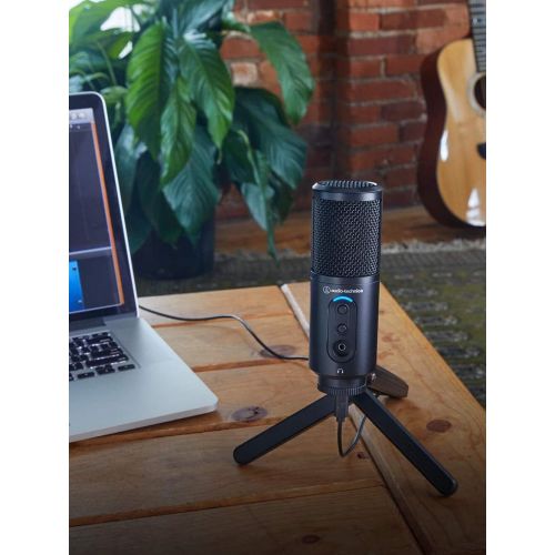 오디오테크니카 Audio-Technica ATR2500x-USB Cardioid Condenser Microphone (ATR Series) for Windows and Mac Bundle with Blucoil Pop Filter, 6 Dimmable Selfie Ring Light, USB-A Mini Hub, and 3 USB E