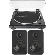 Audio-Technica AT-LP60X Fully Automatic Belt-Drive Stereo Turntable, Black - Bundle with Kanto YU4 Powered Speakers with Bluetooth and Phono Preamp
