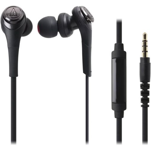 오디오테크니카 Audio-Technica ATH-CKS550iSBK Solid Bass In-Ear Headphones with In-Line Mic & Control, Black