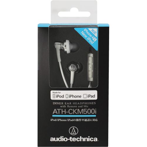 오디오테크니카 Audio Technica SonicPro Port ATH-CKM500I In-ear Headphones with Mic & Volume Control for iPod, iPhone, and iPad - White