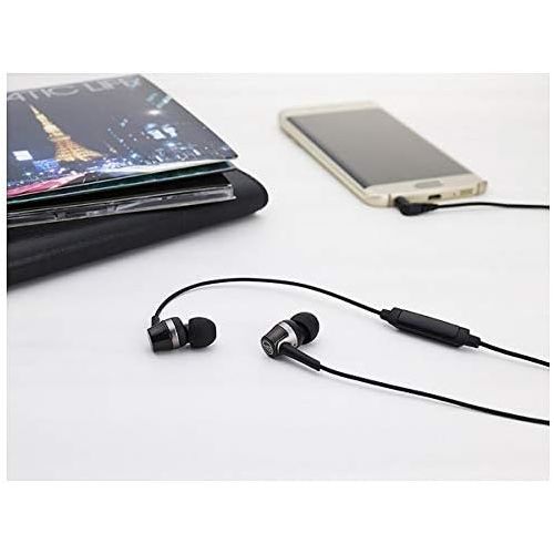 오디오테크니카 Audio-Technica ATH-CKR30iSBK SonicFuel In-Ear Headphones with In-Line Mic & Control, Black
