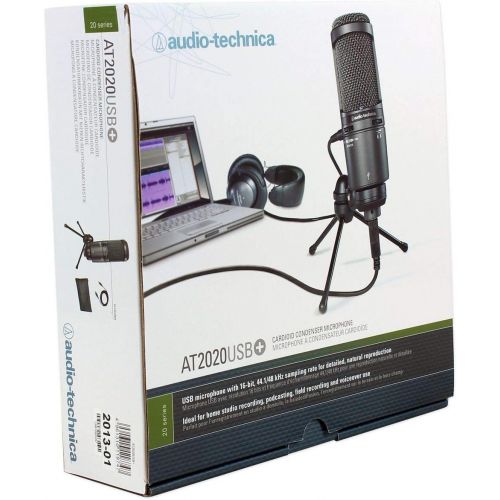 오디오테크니카 Audio Technica AT2020USB+ PLUS USB Recording Mic w/Headphone Output +Mix Control Bundle with Rockville DMS40 40 Mic Boom Arm and PRO-M50 Studio Headphones