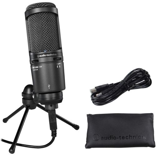 오디오테크니카 Audio Technica AT2020USB+ PLUS USB Recording Mic w/Headphone Output +Mix Control Bundle with Rockville DMS40 40 Mic Boom Arm and PRO-M50 Studio Headphones