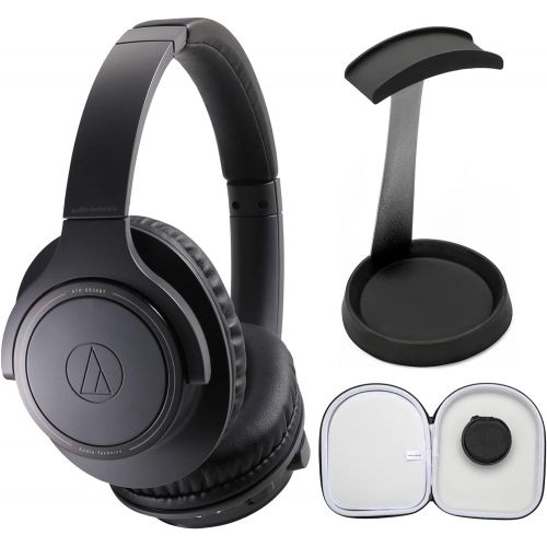 오디오테크니카 Audio-Technica ATH-SR30BTBK Bluetooth Wireless Over-Ear Headphones (Charcoal Gray) with Case and Stand Bundle (3 Items)