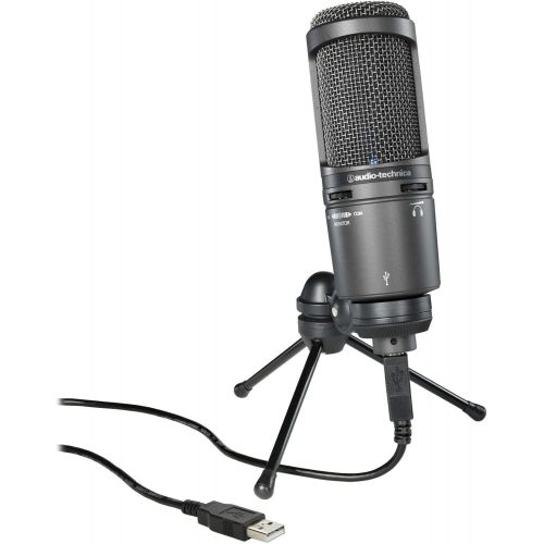 오디오테크니카 Audio-Technica AT2020USB+ Cardioid Condenser USB Microphone with Knox Gear Boom Arm Stand and Knox Gear Pop Filter Bundle (3 Items)