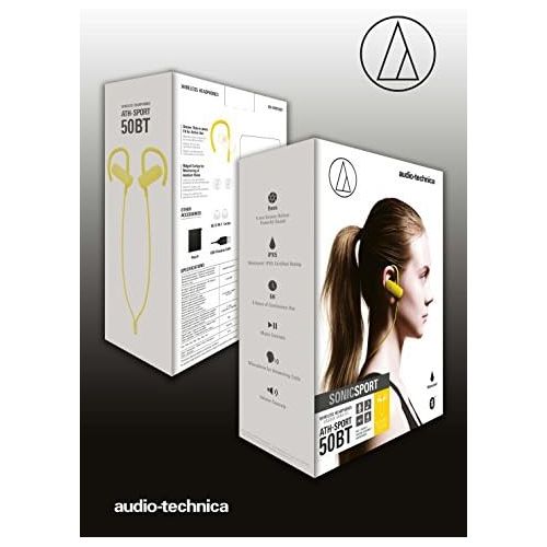 오디오테크니카 Audio-Technica ATH-SPORT50BTBK SonicSport Bluetooth Wireless In-Ear Headphones, Yellow