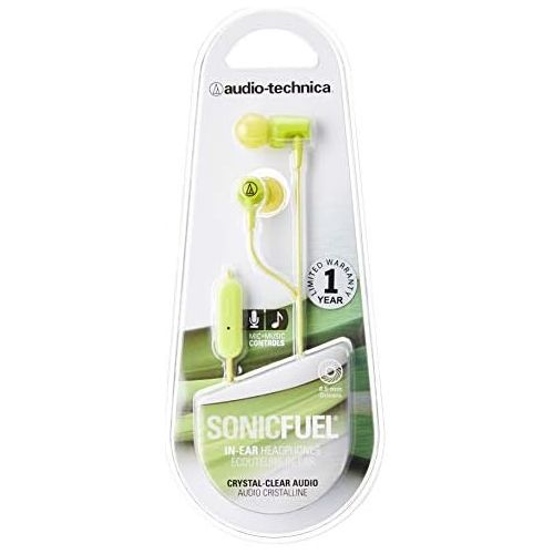 오디오테크니카 Audio-Technica ATH-CLR100iSLG SonicFuel In-Ear Headphones with In-Line Microphone & Control, Lime Green