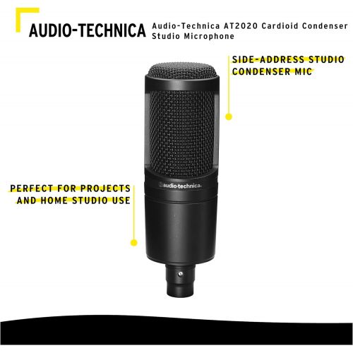 오디오테크니카 [아마존베스트]Audio-Technica AT2020 Condenser Studio Microphone with Knox Gear Filter, Boom Arm, Cable and Shock Mount Bundle (5 Items)