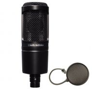 Audio-Technica AT2020 Cardioid Condenser Studio Microphone Bundle + Pop Filter