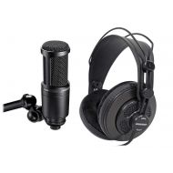 Audio-Technica Audio Technica AT2020 Studio Microphone-Cardioid Condenser Mic + Headphones