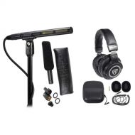 Audio-Technica Audio Technica AT875R Short Shotgun Condenser Microphone + Studio Headphones