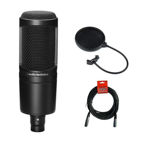 오디오테크니카 Audio-Technica Audio Technica AT2020 Condenser Studio Microphone Bundle with Pop Filter and XLR Cable
