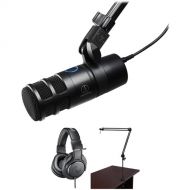 Audio-Technica Consumer AT2040USB Dynamic USB Podcast Microphone Kit with Headphones and Broadcast Arm