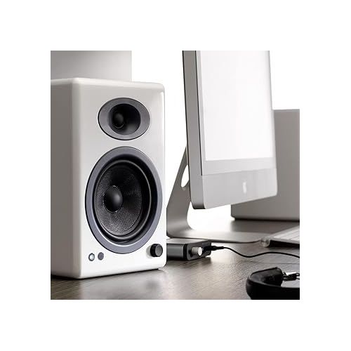  Audioengine A5+ 150W Powered Home Music Speaker System for Studios, Home Theaters, Bookshelves, Gamers - for Music, Movies and Gaming (White, Pair)