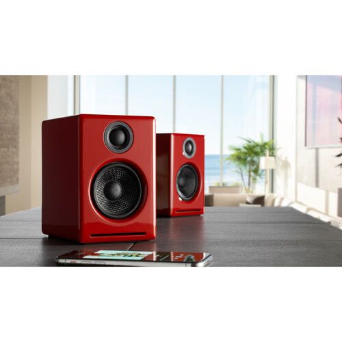  Audioengine A2+ Wireless Bluetooth Speaker System (Hi-Gloss Red, Pair)