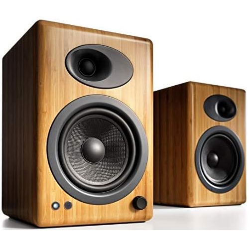  [아마존베스트]Audioengine A5 Plus Classic 150W Powered Bookshelf Speakers with Remote Control, Built in Analog Amplifier - Bamboo