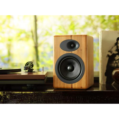  [아마존베스트]Audioengine A5 Plus Classic 150W Powered Bookshelf Speakers with Remote Control, Built in Analog Amplifier - Bamboo