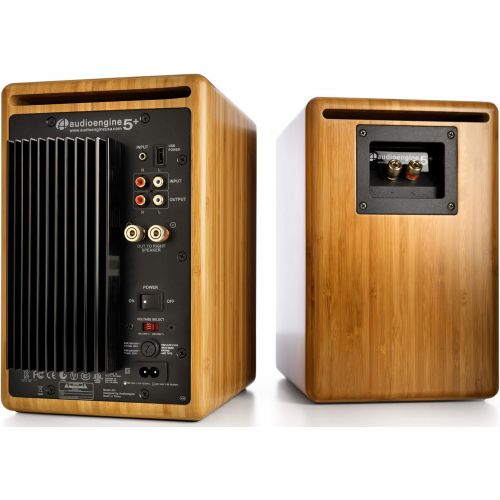  [아마존베스트]Audioengine A5 Plus Classic 150W Powered Bookshelf Speakers with Remote Control, Built in Analog Amplifier - Bamboo