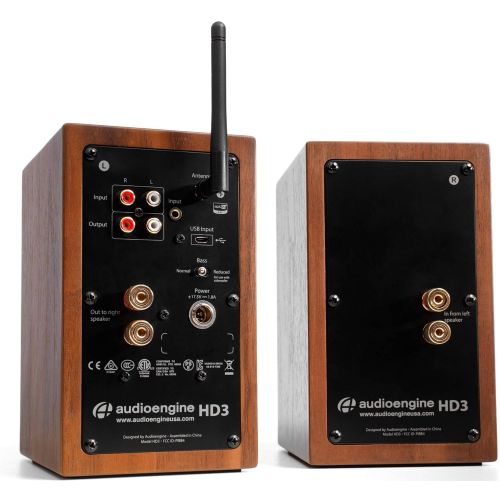  Audioengine HD3 60W Wireless Powered Desktop Speakers, Bluetooth aptX HD, USB 24-Bit DAC & Analog Amplifier (Walnut)