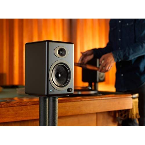  Audioengine A5+ 150W Wireless Powered Bookshelf Speakers, Bluetooth aptX HD 24 Bit DAC, Built-in Analog Amplifier & Remote Control (Black)