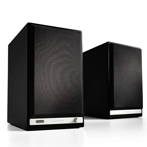  Audioengine HD6 150W Powered Bookshelf Stereo Speakers Home Music System w/aptX HD Bluetooth, AUX Audio, Optical, RCA, 24-bit DAC (Black)