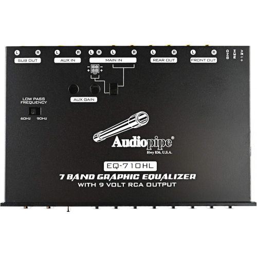  Audiopipe 7 Band Graphic Equalizer with Hi/Lo -9V Line Driver EQ-710HL