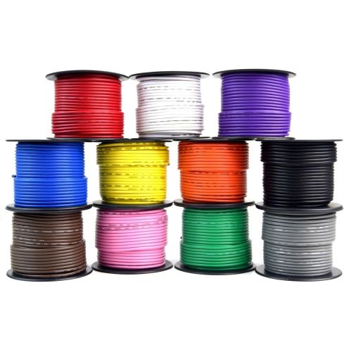  Audiopipe 14 Gauge Primary Remote Wire 13 Rolls 100 FT EA Solid & Stripe Colors Available