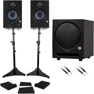 Bundle: Pair Presonus Eris 4.5BT Speakers Bundle with Presonus Eris Sub 8BT Subwoofer, (2) Rockville RCTR110B Cable, Pair Rockville RRS190S & Rockville RVSM5 Pair Speaker Stands (9 Items)