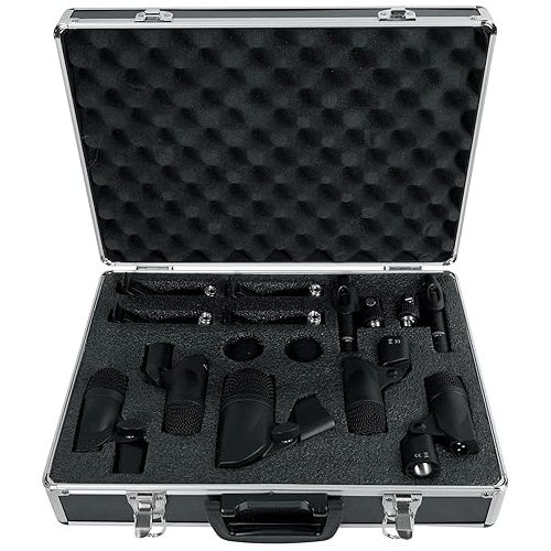  Bundle:(1) PRESONUS DM-7 Seven-Piece Drum Microphone Kit 7 Drum Mics w/Case Bundle with (1) Mackie MP-120 Single Dynamic Driver Professional in-Ear Monitors + Carry Case (Items 2)