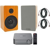 Bundle:(1) Wiim Amp Space Gray WiFi Streaming Home Audio Amplifier Receiver Bundle with (2) Rockville RockShelf 58C Bookshelf Speakers & (1) Rockville BN20 20' Pro Cable (4 Items)