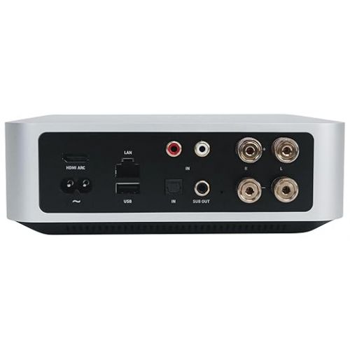  Bundle:(1) Wiim Amp Silver Wifi Streaming Home Audio Amplifier Receiver Bundle with (2) Rockville RockShelf 68B Bookshelf Speakers & (1) Rockville BN20 20' Pro Cable (4 Items)