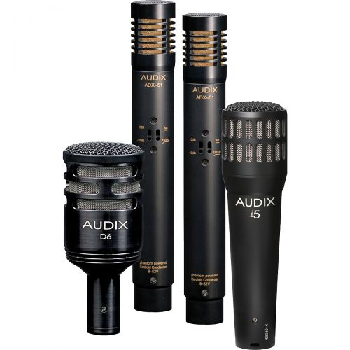  Audix},description:This DP-QUAD 4-piece drum mic kit from Audix contains the D6 bass drum mic, the i5 instrument mic and 2 ADX-90 condenser mics. While some drummers prefer close m