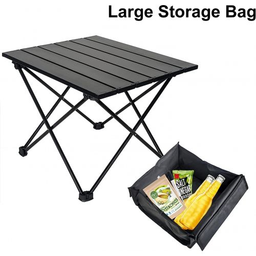  Audoyon Floding Camping Table with Storage Bag, Portable Camping Side Table with Aluminum Table Top, Waterproof & Sturdy Beach Table, Easy to Carry for Camp, Beach, Picnic, BBQ, Hi