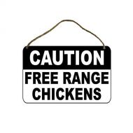 Audreyo Wood Sign Caution Free Range Chickens Wood Sign 20x30cm