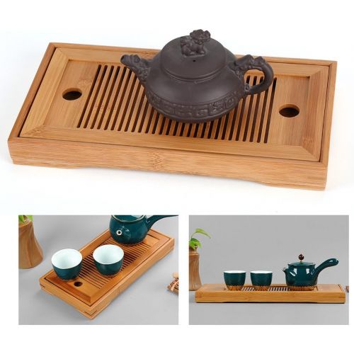  Aufee Gongfu Tee Serviertablett, Tee-Tablett aus Bambus Chinesischen Gongfu Tee Tisch fuer Chinesische Teezeremonie, 27 * 14 * 3 cm