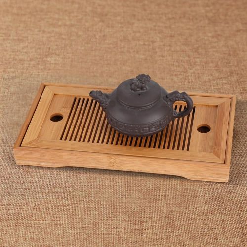  Aufee Gongfu Tee Serviertablett, Tee-Tablett aus Bambus Chinesischen Gongfu Tee Tisch fuer Chinesische Teezeremonie, 27 * 14 * 3 cm