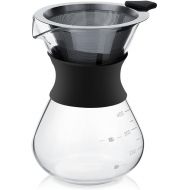 Aufee Coffee Maker, Manual Hand Drip 400ml Coffee Moka Glass Pot with Stainless Steel Filter Coffee Stove Top Machine Coffee Jug Set