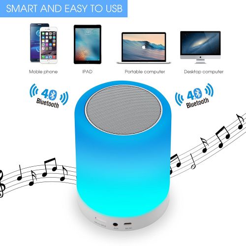  Night Light Bluetooth Speakers, Aufitker Portable Wireless Bluetooth Speaker Bedside Table Lamp Desk Lamp, Smart Touch Control LED Mood Lamp, TF Card/AUX/Speakerphone (Bluetooth sp