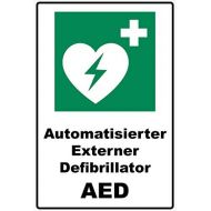 Aufklebo Sign Automated External Defibrillator AED Sign Rescue Sign Green 30 x 20 x 0.3 cm Rigid Foam Board